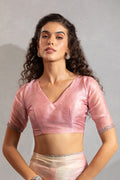 Elegant Blush Pink Ombre Satin Saree with Sequin Border LF