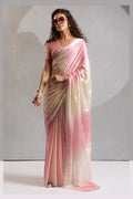 Elegant Blush Pink Ombre Satin Saree with Sequin Border LF