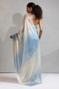 Sky Blue & Cream Satin Saree with Fancy Work Border LF