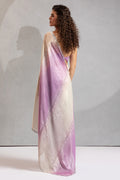 Lavender & Cream Satin Saree with Fancy Work Border LF
