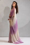 Lavender & Cream Satin Saree with Fancy Work Border LF