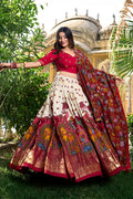 Multi Colour Wedding Half Saree with Golden Embroidery – Partywear Look RTI