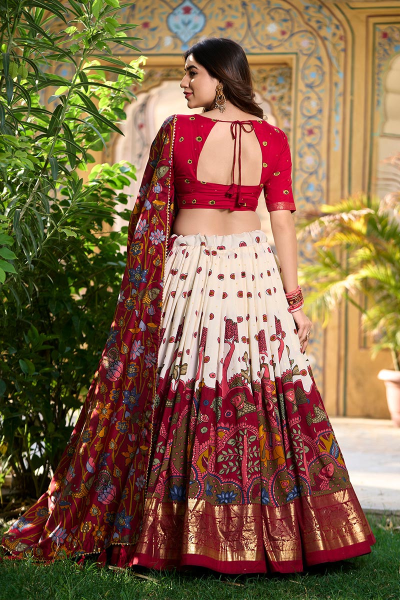 Multi Colour Wedding Half Saree with Golden Embroidery – Partywear Look RTI