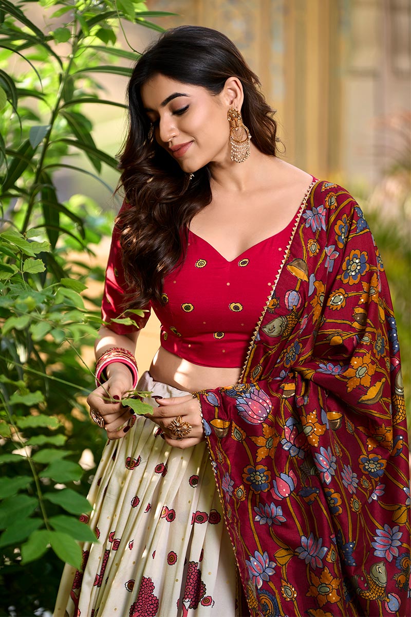 Multi Colour Wedding Half Saree with Golden Embroidery – Partywear Look RTI