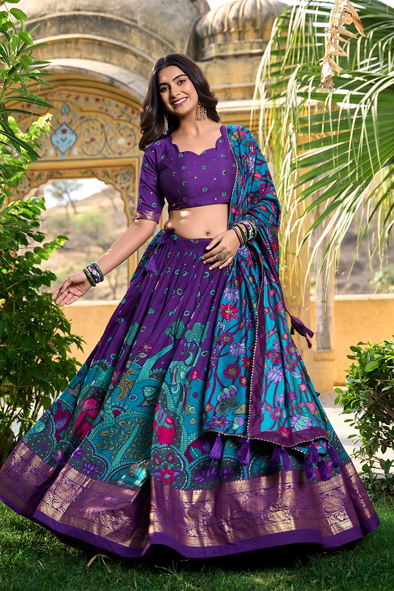 Designer Purple Saree with Gold Work – Perfect for Parties & Ceremonies RTI