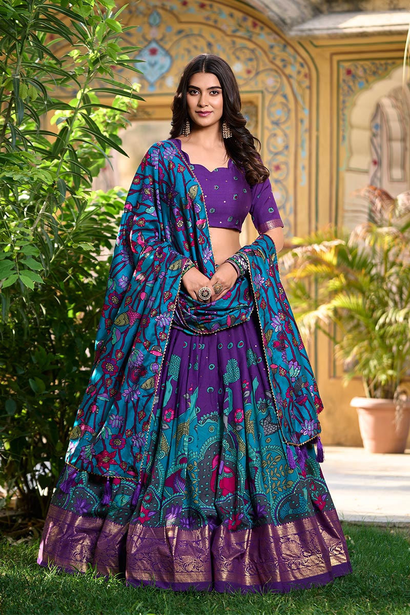 Designer Purple Saree with Gold Work – Perfect for Parties & Ceremonies RTI