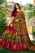 Stunning Maroon Half Saree with Golden Border | Bridal & Partywear Saree UK RTI
