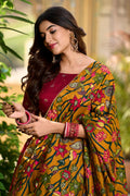 Stunning Maroon Half Saree with Golden Border | Bridal & Partywear Saree UK RTI