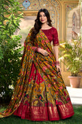 Stunning Maroon Half Saree with Golden Border | Bridal & Partywear Saree UK RTI
