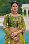 Yellow & Mehendi Green Embroidered Bridal Grand Lehenga Set RTI