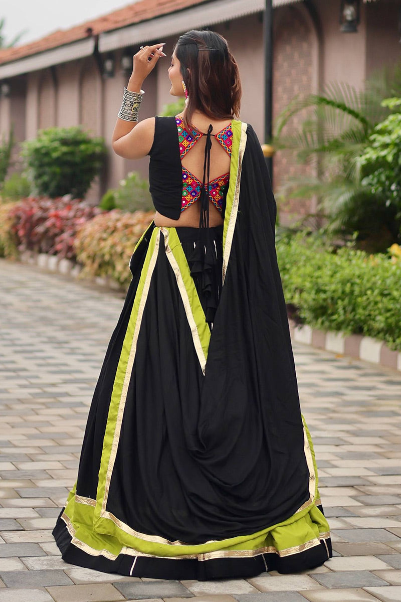 Black & Lime Green Embroidered Lehenga Choli Set – Navratri Special RTI