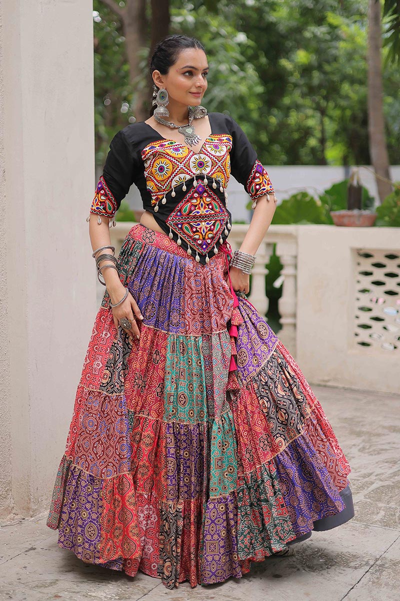 Navratri Special Multicolour Embroidered Lehenga Set – Boho Fusion Festive Wear RTI
