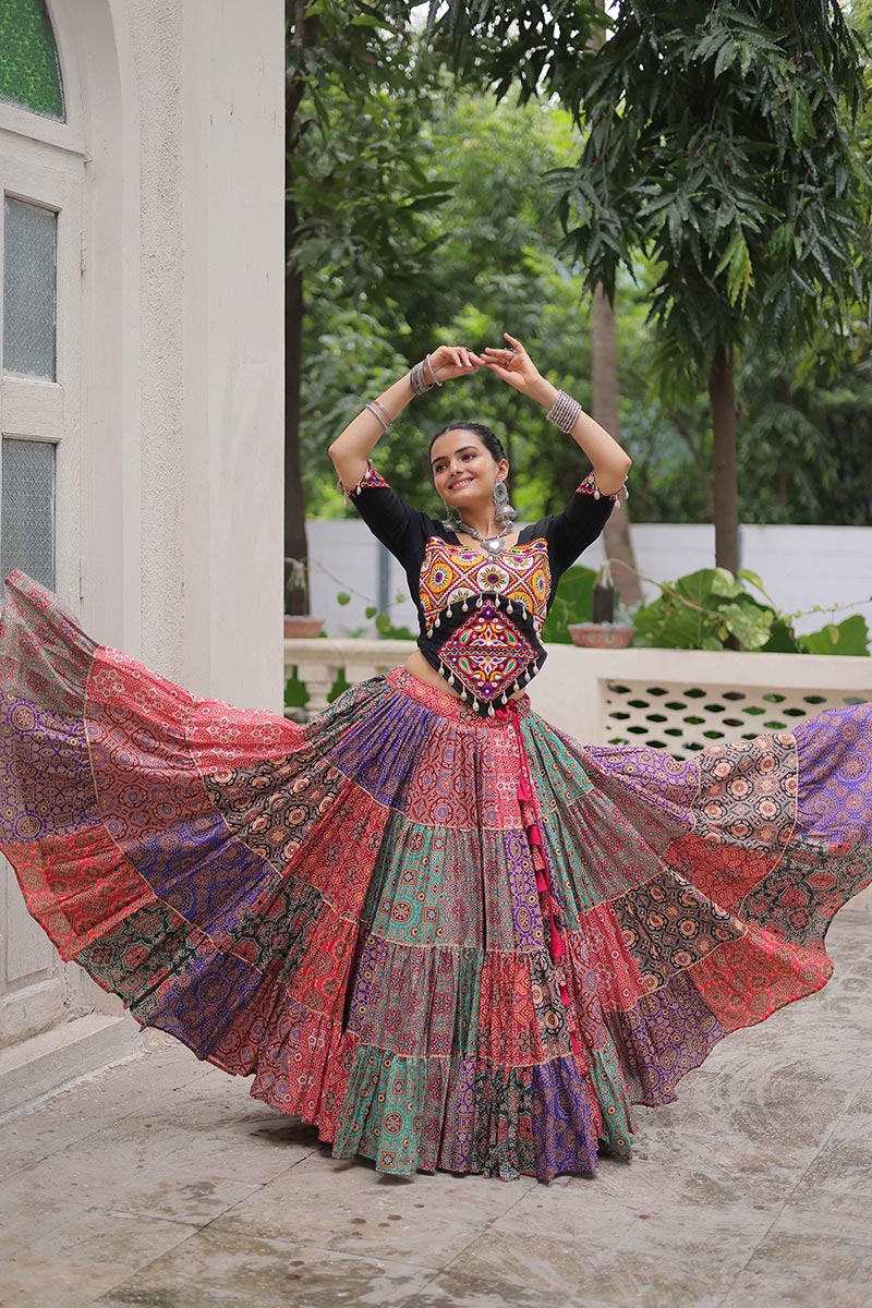 Navratri Special Multicolour Embroidered Lehenga Set – Boho Fusion Festive Wear RTI