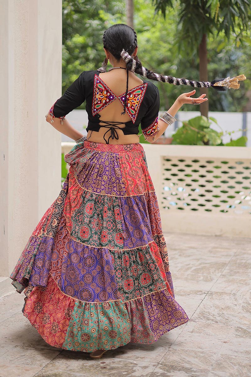 Navratri Special Multicolour Embroidered Lehenga Set – Boho Fusion Festive Wear RTI