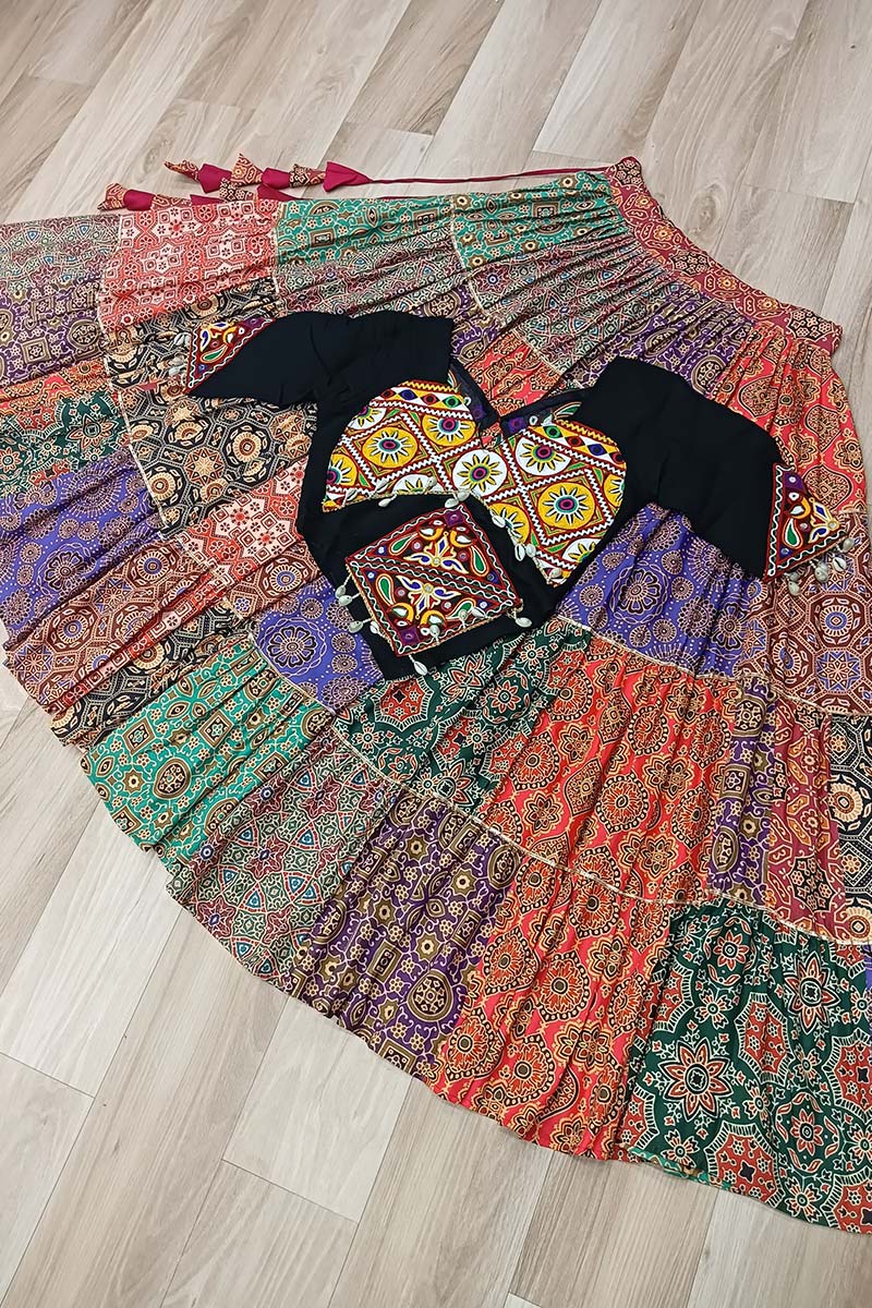 Navratri Special Multicolour Embroidered Lehenga Set – Boho Fusion Festive Wear RTI