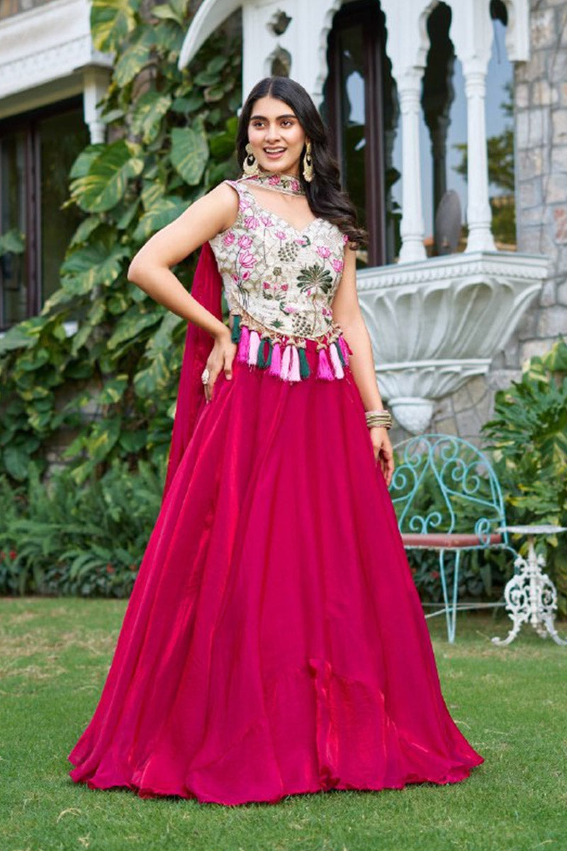 Off White Pure Simar Tissue silk Lehenga Choli for Navratri Festival RTI