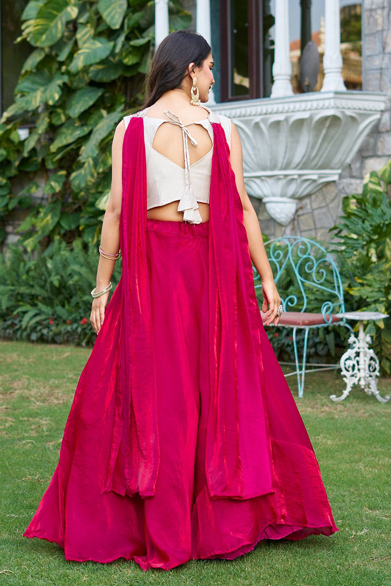 Off White Pure Simar Tissue silk Lehenga Choli for Navratri Festival RTI