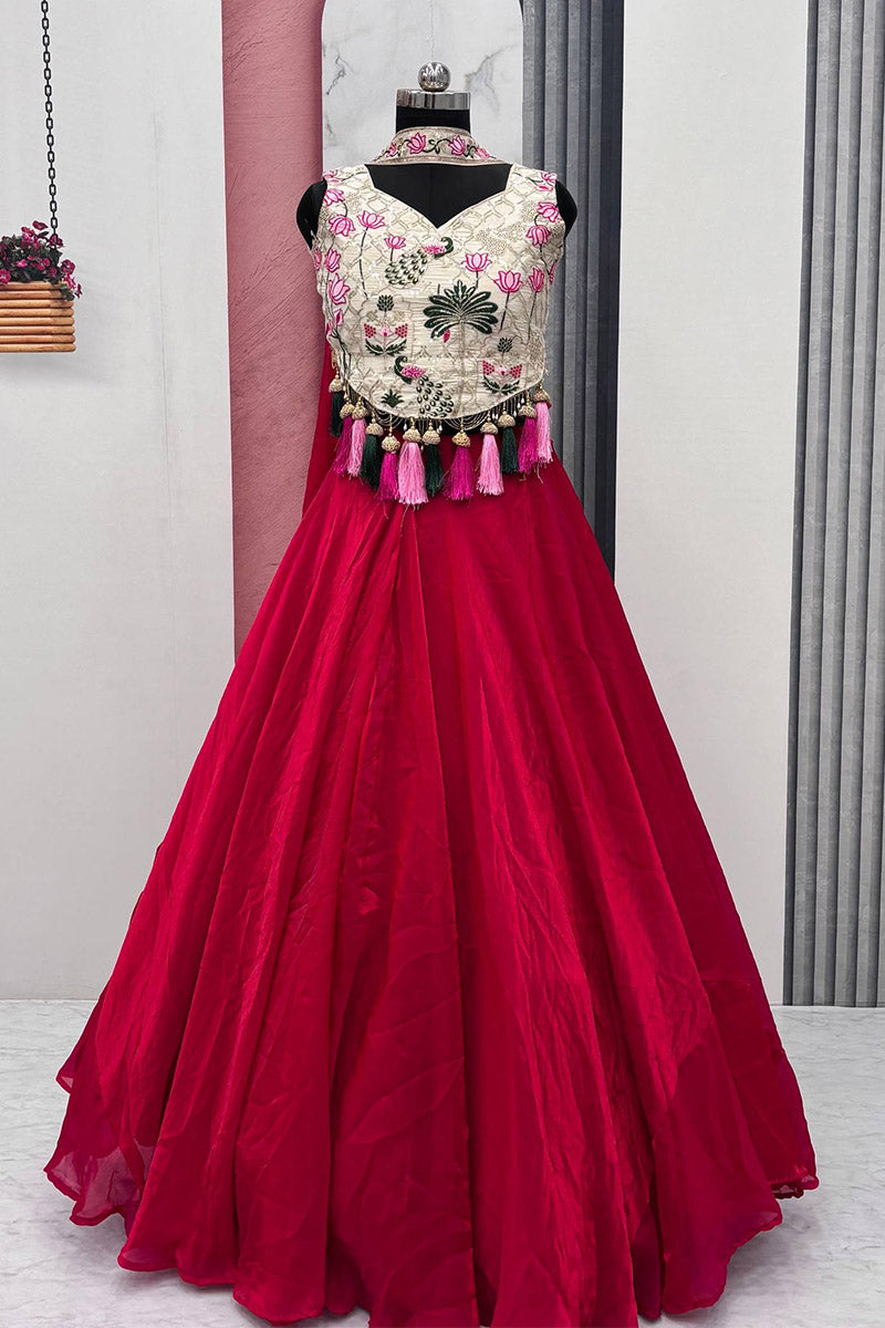Off White Pure Simar Tissue silk Lehenga Choli for Navratri Festival RTI