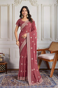 Dusty Pink Embroidered Silk Saree with Matching Blouse – Elegant Designer Drapes RTI