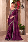 Pink Georgette Sequins Embroidered Function wear Saree RTI