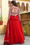 Radiant Ruby Red Sequins Embroidered Lehenga Set RTI