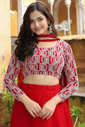 Radiant Ruby Red Sequins Embroidered Lehenga Set RTI