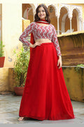 Radiant Ruby Red Sequins Embroidered Lehenga Set RTI