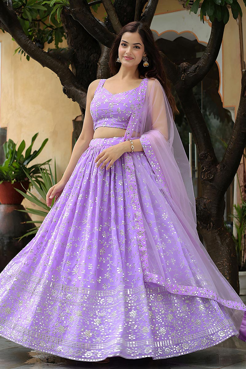 Lavender Glow Sequins Embroidered Lehenga Set RTI