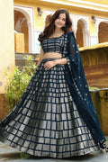 Elegant Navy & Gold Sequins Embroidered Lehenga Set RTI