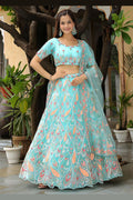 Serene Mint Aqua Sequins Embroidered Lehenga Set RTI
