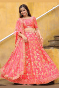 Coral Blossom Gold Sequins Embroidered Lehenga Set RTI