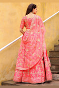 Coral Blossom Gold Sequins Embroidered Lehenga Set RTI