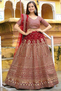 Maroon Sequins Embroidered Lehenga Set RTI