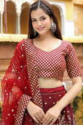 Maroon Sequins Embroidered Lehenga Set RTI