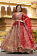 Maroon Sequins Embroidered Lehenga Set RTI