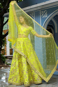 Neon Lehenga with Golden Zari Embroidery & Sheer Dupatta RTI