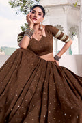 Elegant Brown Lehenga Choli Detailing – Navratri Festival RTI