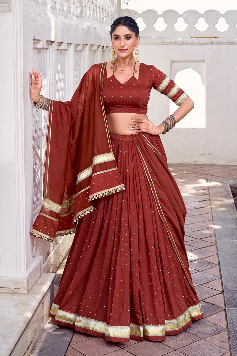 Garba night gracefull Maroon Printed Lehenga Choli for Navratri Festival RTI