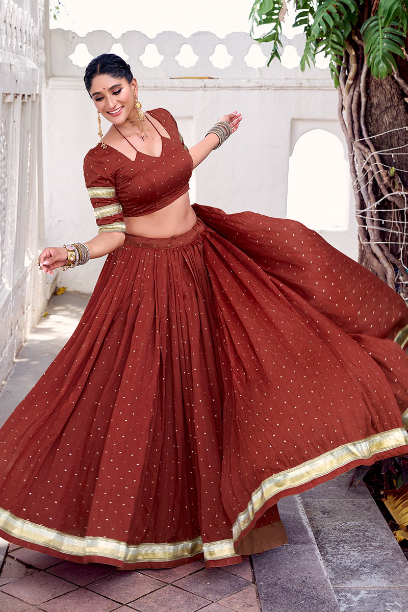 Garba night gracefull Maroon Printed Lehenga Choli for Navratri Festival RTI