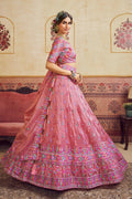 Designer Pink Lehenga Choli with Mirror Embroidery & Organza Dupatta RTI