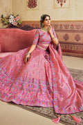 Designer Pink Lehenga Choli with Mirror Embroidery & Organza Dupatta RTI