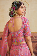 Designer Pink Lehenga Choli with Mirror Embroidery & Organza Dupatta RTI