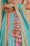 Mirror Embroidered Lehenga with Blush Multi Colour Dupatta RTI