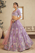 Floral Spark Embroidered Lavender Lehenga with Soft Pink Dupatta RTI
