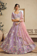 Floral Spark Embroidered Lavender Lehenga with Soft Pink Dupatta RTI