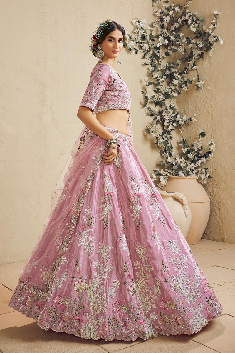 Pink Sequins Work Lehenga choli with Pink Dupatta RTI