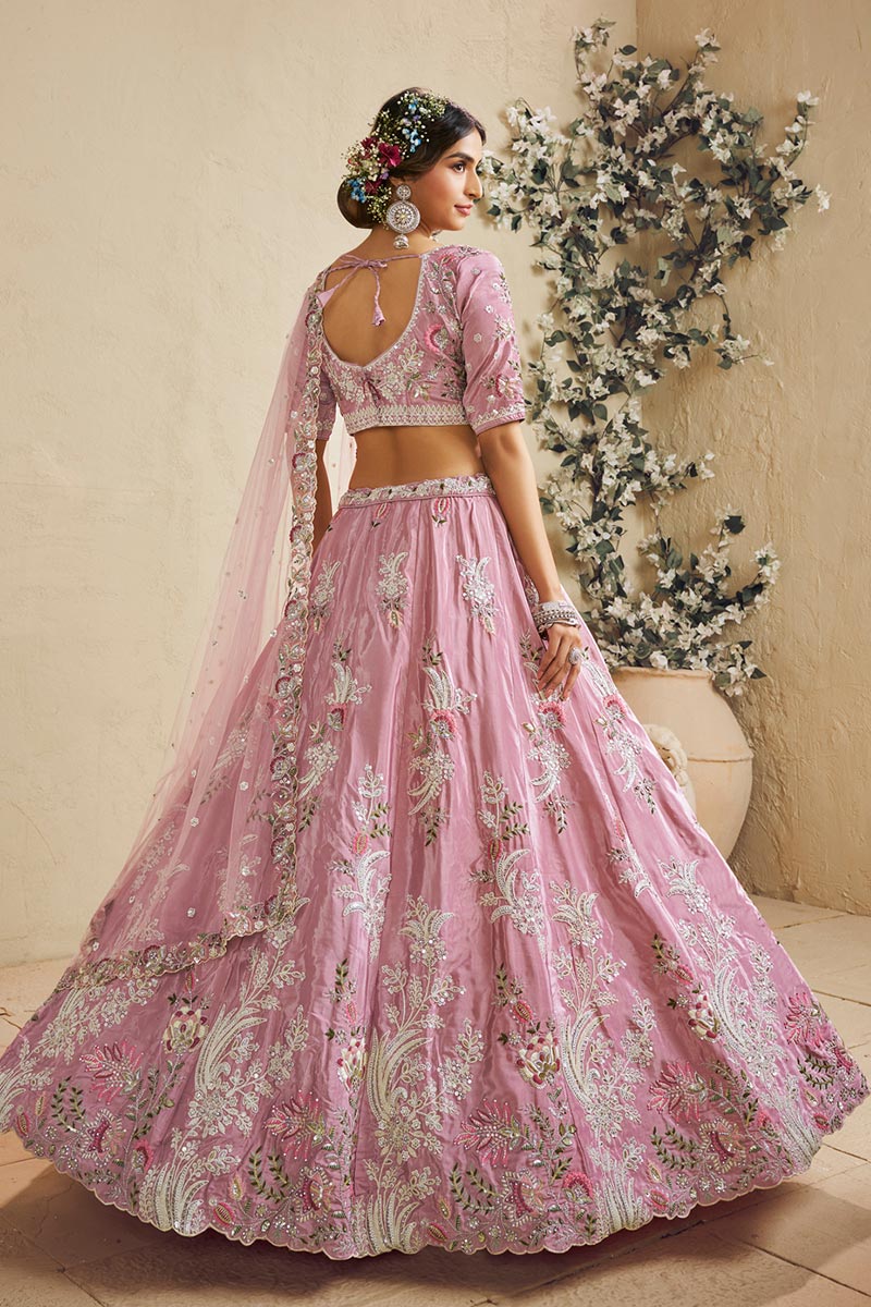 Pink Sequins Work Lehenga choli with Pink Dupatta RTI