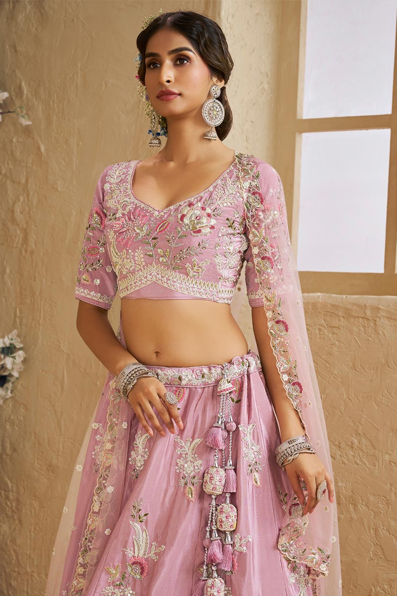 Pink Sequins Work Lehenga choli with Pink Dupatta RTI