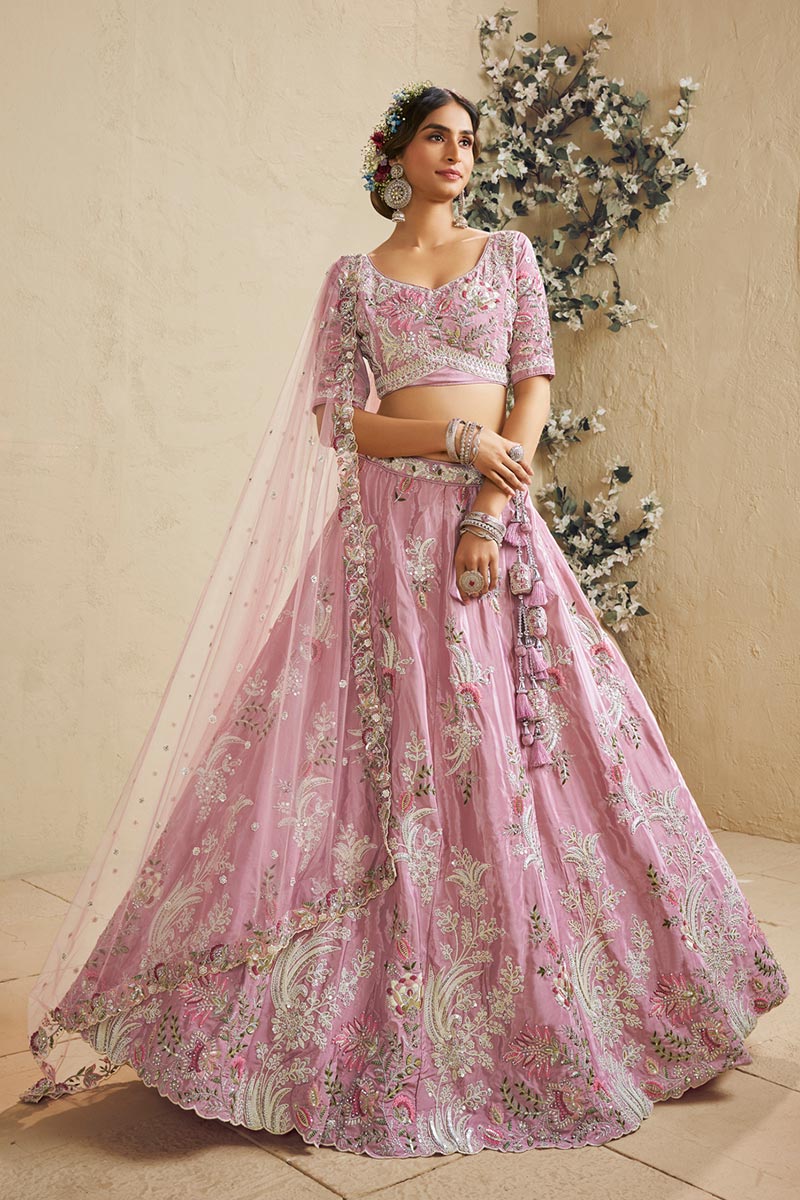 Pink Sequins Work Lehenga choli with Pink Dupatta RTI