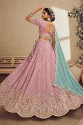 Vibrant Pink Lehenga Choli with Turquoise Dupatta – Festive Wear for Weddings & Parties RTI